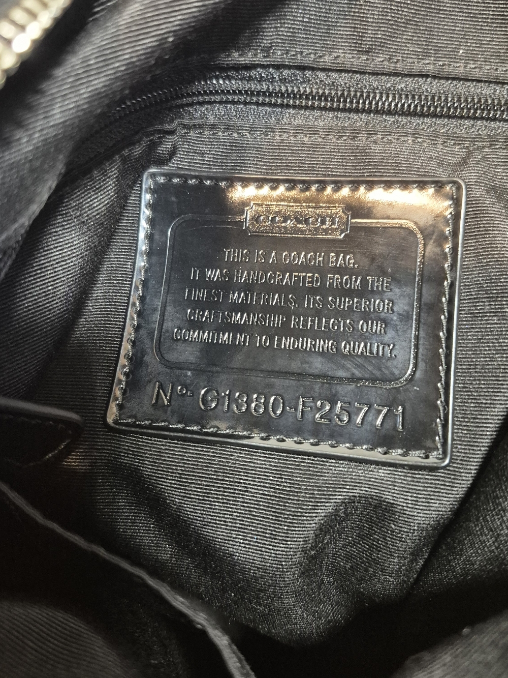 COACH Tote Shoulder Bag with Signature Stripe Pattern F1380-F25771 - Black - Picture 7 of 8